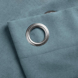 Luxury Living Velvet Chenille Eyelet Curtains Ready Made Pair Teal - thumbnail 6