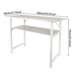 White Console Table Sofa Side Table Computer Desk Storage Shelf Laptop Desk - thumbnail 2