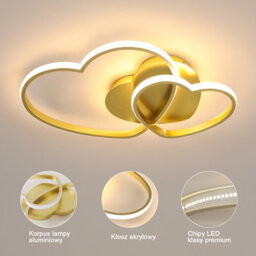 Pheashine Elegant Led Heart-Shaped Ceiling Light Gold 52X35.5X7.5Cm Remote Control Stepless Dimming 3000-6500K - thumbnail 3