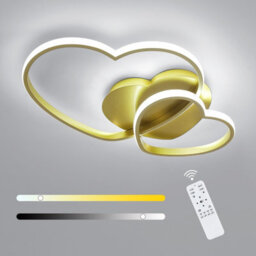 Pheashine Elegant Led Heart-Shaped Ceiling Light Gold 52X35.5X7.5Cm Remote Control Stepless Dimming 3000-6500K - thumbnail 2