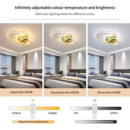 Pheashine Elegant Led Heart-Shaped Ceiling Light Gold 52X35.5X7.5Cm Remote Control Stepless Dimming 3000-6500K - thumbnail 4