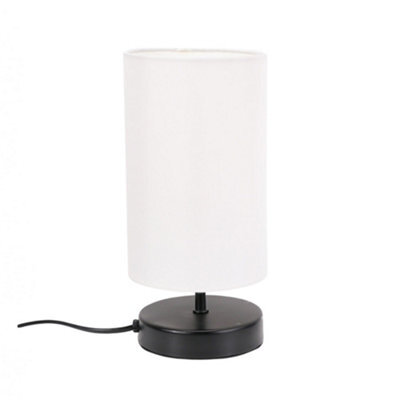 Valuelights Francis Black Touch Table Lamp With White Shade And Bulb - image 1