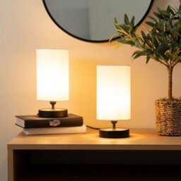 Valuelights Francis Black Touch Table Lamp With White Shade And Bulb - thumbnail 2