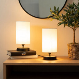 Valuelights Francis Black Touch Table Lamp With White Shade And Bulb - thumbnail 4