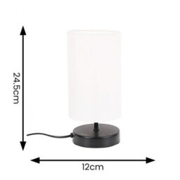 Valuelights Francis Black Touch Table Lamp With White Shade And Bulb - thumbnail 5