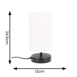 Valuelights Francis Black Touch Table Lamp With White Shade And Bulb - thumbnail 8