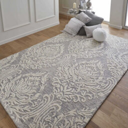 Melrose 100% Wool Made Grey Ivory Coloured Contemporary Pattern X-Large Indoor Area Rug 200/285Cm - thumbnail 1