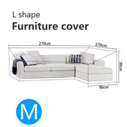 M 270X270X90Cm Heavy Duty L-Shape Garden Furniture Cover Outdoor Patio Rattan Corner Sofa Cover - thumbnail 2
