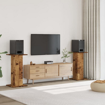 Walplus Speaker Stands 2 Pcs Old Wood 30X30X80 Cm Engineered Wood - image 1