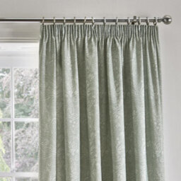 Dreams & Drapes Aveline 100% Cotton Pair Of Green Pencil Pleat Curtains With Tie-Backs - thumbnail 3