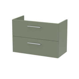 Hudson Reed Arno 800mm Wall Hung 2-Drawer Unit-Satin Green - thumbnail 1