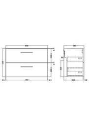 Hudson Reed Arno 800mm Wall Hung 2-Drawer Unit-Satin Green - thumbnail 2