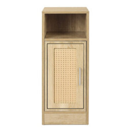 Levede Bedside Table 2 Pcs Slim Bedside Table With Storage Rattan Door Wood - thumbnail 3