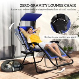 Outsunny Zero Gravity Lounger Chair, Folding Reclining Chair, Blue - thumbnail 4