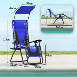 Outsunny Zero Gravity Lounger Chair, Folding Reclining Chair, Blue - thumbnail 3