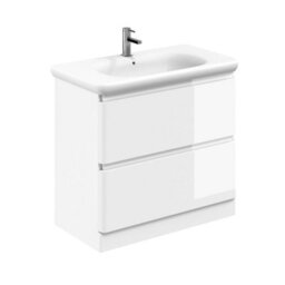 Plum&clay Marvel Gloss White Floor Standing Bathroom Vanity Unit With Round Resin Basin (W)900mm