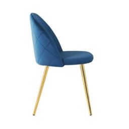 Life Interiors Single Royal Blue Lucia Ergonomic Velvet Dining Chair With Gold Metal Legs, Modern Upholstered Accent Chair - thumbnail 3