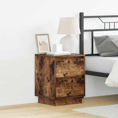 Berkfield Bedside Cabinet With Led Lights Smoked Oak 39X34.5X50 Cm - image 1