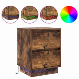 Berkfield Bedside Cabinet With Led Lights Smoked Oak 39X34.5X50 Cm - thumbnail 4
