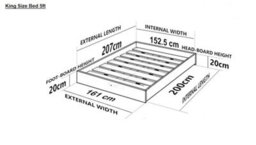 Nodax King Bed Frame, F9, Solid Pine Wood, Easy Assembly, Sturdy Slats & Extra Support Legs, 5Ft, Oak Finish - thumbnail 2