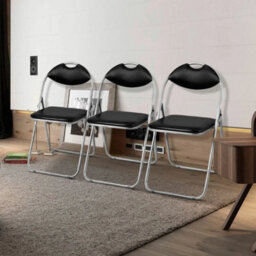 Set Of 6 Folding Chairs With Padded Seat U Shaped Frame Dining Chairs - thumbnail 3