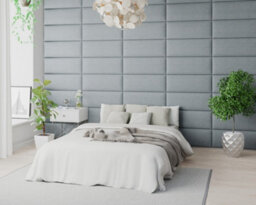 Aspire Easymount Wall Mounted Upholstered Panels, Modular Diy Headboard In Malham Weave Fabric, Sky (Pack Of 4) - thumbnail 3