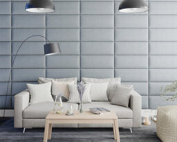 Aspire Easymount Wall Mounted Upholstered Panels, Modular Diy Headboard In Malham Weave Fabric, Sky (Pack Of 4) - thumbnail 2