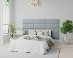 Aspire Easymount Wall Mounted Upholstered Panels, Modular Diy Headboard In Malham Weave Fabric, Sky (Pack Of 4) - thumbnail 4