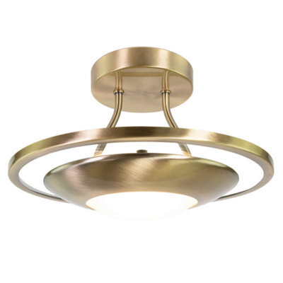 Happy Homewares Modernistic Semi Flush Energy Saving Led Ceiling Light Fitting In Antique Brass - image 1