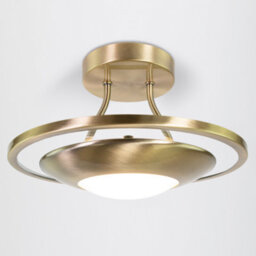 Happy Homewares Modernistic Semi Flush Energy Saving Led Ceiling Light Fitting In Antique Brass - thumbnail 3