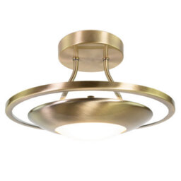 Happy Homewares Modernistic Semi Flush Energy Saving Led Ceiling Light Fitting In Antique Brass - thumbnail 1