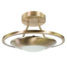 Happy Homewares Modernistic Semi Flush Energy Saving Led Ceiling Light Fitting In Antique Brass - thumbnail 5