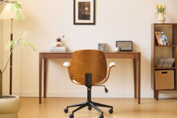Nordlys Wood And Beige Corduroy Adjustable Office Chair Modern Design Style Bedroom - thumbnail 9