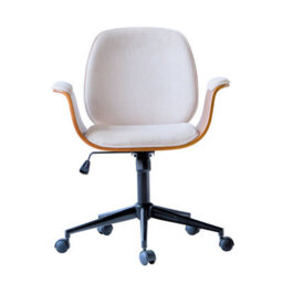 Nordlys Wood And Beige Corduroy Adjustable Office Chair Modern Design Style Bedroom - thumbnail 7
