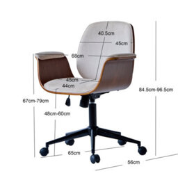 Nordlys Wood And Beige Corduroy Adjustable Office Chair Modern Design Style Bedroom - thumbnail 6