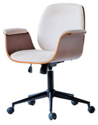 Nordlys Wood And Beige Corduroy Adjustable Office Chair Modern Design Style Bedroom - thumbnail 2