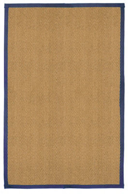 Brown, Blue Herringbone Weave Large Rug, (L)200Cm X (W)135Cm - image 1