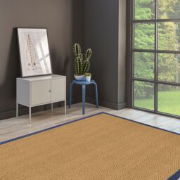 Brown, Blue Herringbone Weave Large Rug, (L)200Cm X (W)135Cm - thumbnail 2