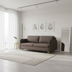 Gaja Living Room Sofa Bed With Hydrophobic Fabric Dl Pull Out Sleep Function Bedding Storage 209X95X100Cm Brown - thumbnail 1