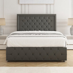Bsspoke Lena Divan Bed Grey Plush Velvet 24Inch Headboard & Footboard 2 Drawers Same Side No Mattress In 3Ft 4Ft 4Ft6 5Ft 6Ft - thumbnail 3