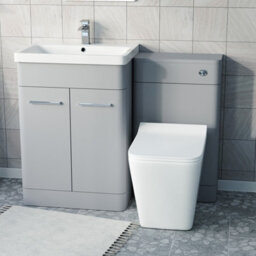 Nes Home Matte Grey 600mm Freestanding Vanity Wc Unit & Square Toilet - thumbnail 2