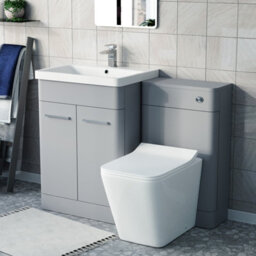 Nes Home Matte Grey 600mm Freestanding Vanity Wc Unit & Square Toilet - thumbnail 1