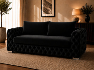 Ashton Chesterfield Sofa Black 3 Seater