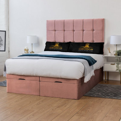 UKBEDFURNITURE Florence Plush Pink End Opening Divan Ottoman Bed With 54 Inch Headboard - image 1