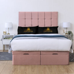 UKBEDFURNITURE Florence Plush Pink End Opening Divan Ottoman Bed With 54 Inch Headboard - thumbnail 2