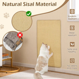 Costway 2-Piece Cat Scratcher Mat Set 80 X 50 Cm (L X W) Natural Sisal Pads - thumbnail 6