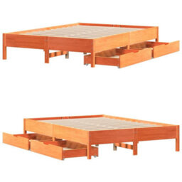 Berkfield Bed Frame Without Mattress Wax Brown 150X200 Cm King Size Solid Wood Pine - thumbnail 9