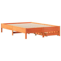 Berkfield Bed Frame Without Mattress Wax Brown 150X200 Cm King Size Solid Wood Pine - thumbnail 8