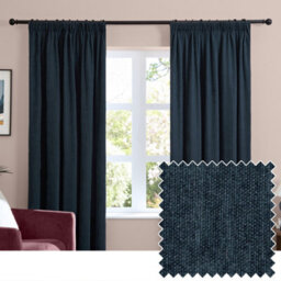furn. Furn Soft Chenille Blackout Pencil Pleat Curtain Pair, Navy, (W) 229 X (D) 183Cm - thumbnail 1