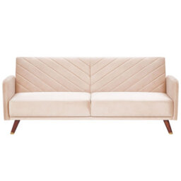 Beliani Sofa Bed 3 Seater Senja Velvet Beige